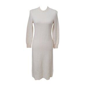 Rumere Size 34 (US S) Cream Colored Wool/Cashmere Long Sleeve Midi Dress